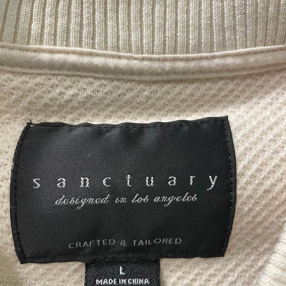 Sanctuary Neutral Knit Jacket Zip Front Cotton Blend Pockets Size L - Picture 4 of 5